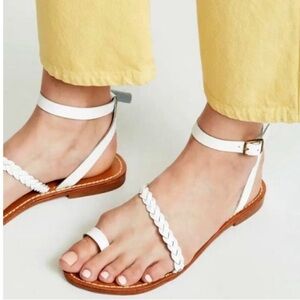 Soludos Leather Braided Madrid Sandals in White
